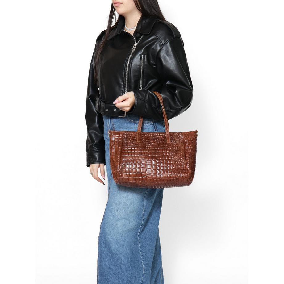 Gave Lux Sac d'épaule Cuir Gaufré Crocodile  