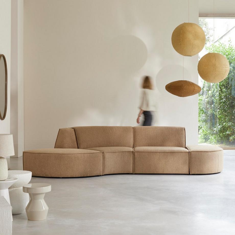 Tikamoon Modulares 4-Sitzer-Sofa aus camelfarbenem Stoff Dario  