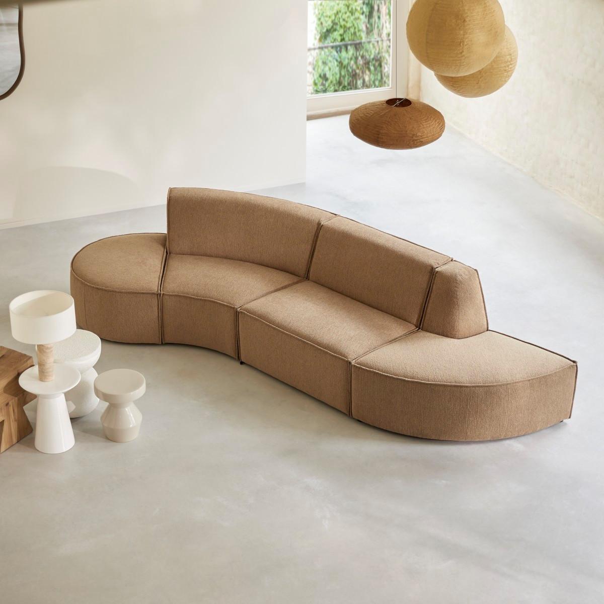 Tikamoon Banquette modulable 4 places en tissu camel Dario  