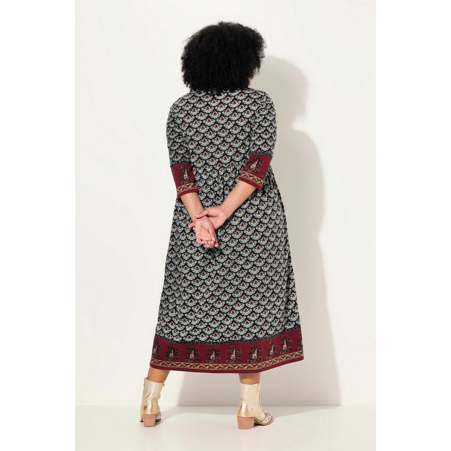 Ulla Popken Jerseykleid A-Linie Carree-Ausschnitt 3/4-Arm Taschen  