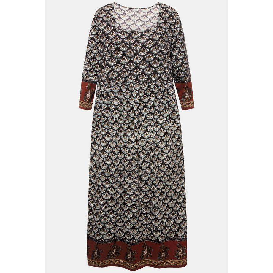 Ulla Popken Jerseykleid A-Linie Carree-Ausschnitt 3/4-Arm Taschen  