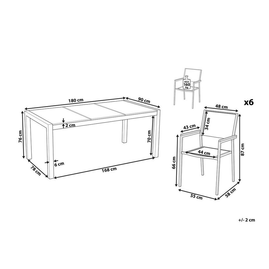 Beliani Gartentisch mit Stühlen aus Sicherheitsglas Industriell COSOLETO/GROSSETO  