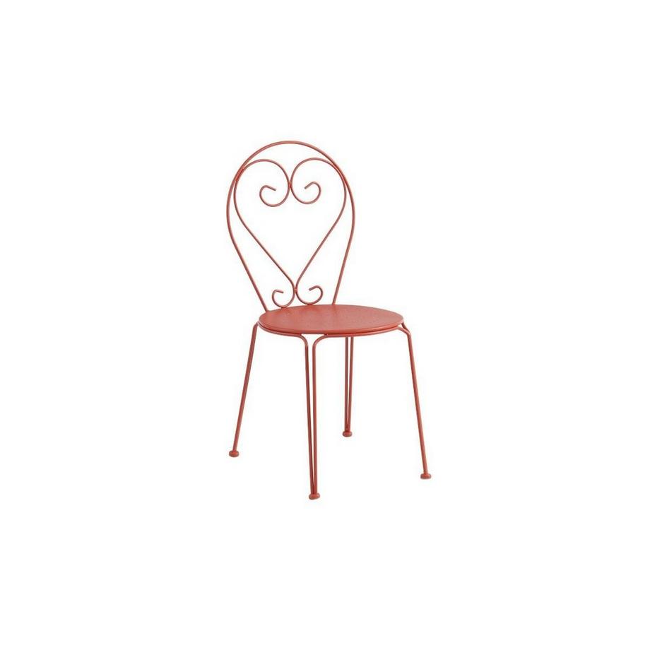 Vente-unique Lot de 4 chaises de jardin empilables en métal façon fer forgé  - Terracotta - GUERMANTES de MYLIA  