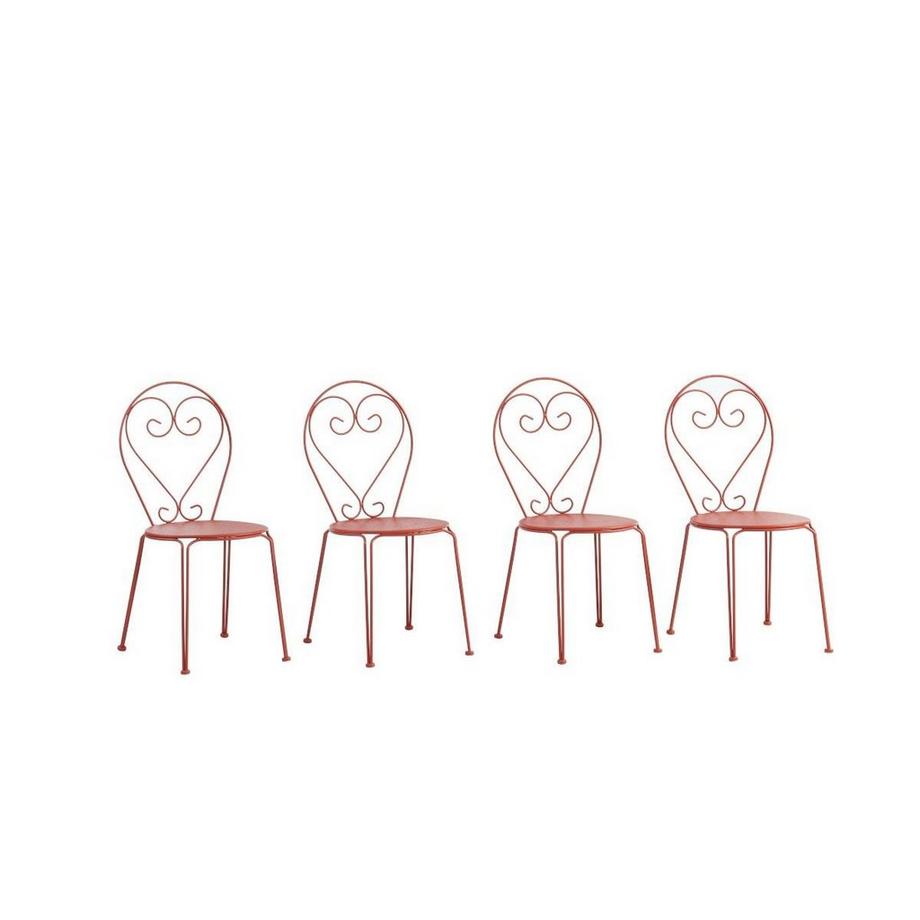 Lot de 4 chaises de jardin empilables en métal façon fer forgé  - Terracotta - GUERMANTES de MYLIA