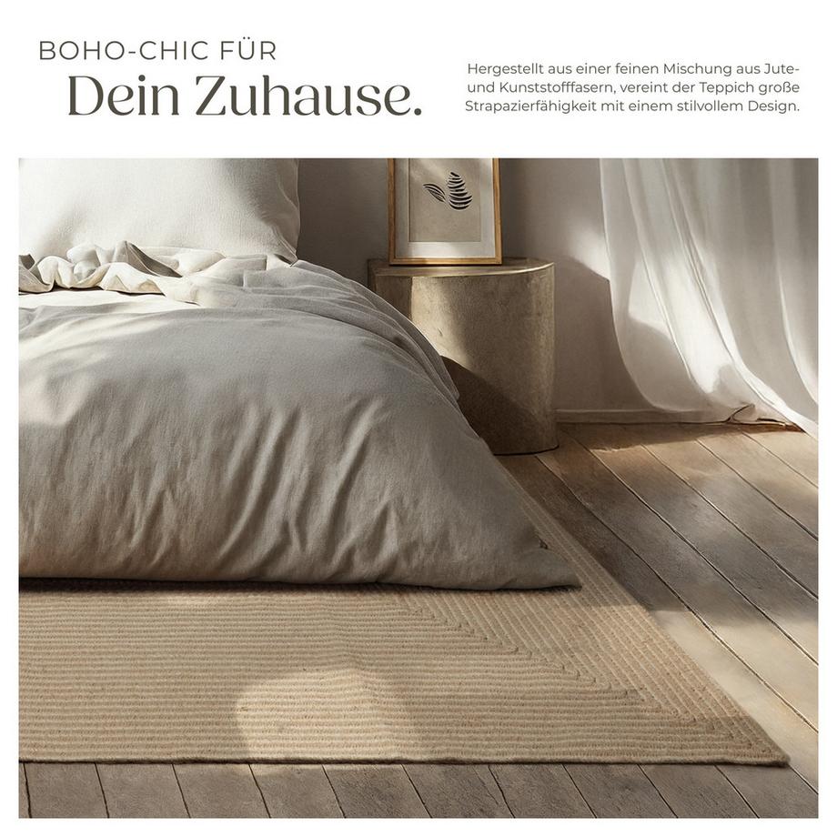 Tectake Geflochtener Teppich Vibe verschiedene Größen im Boho-Stil  