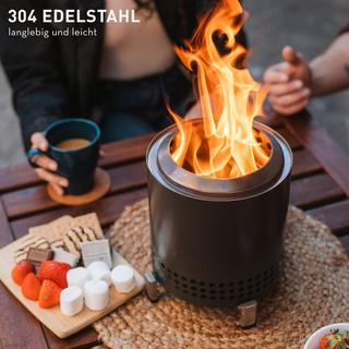 Solo Stove  Solo Stove Brasero de table Mesa XL | Mini cheminée d'extérieur à faible dégagement de fumée, Par des granulés ou du bois, acier inoxydable, avec support, sac de transport, 21,8 x 17,8cm, 1kg, Beige 