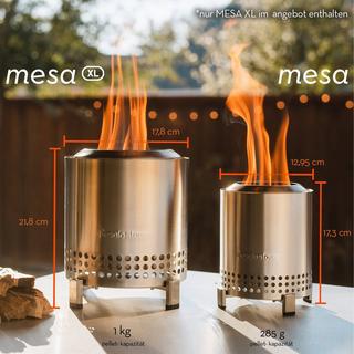 Solo Stove  Solo Stove Brasero de table Mesa XL | Mini cheminée d'extérieur à faible dégagement de fumée, Par des granulés ou du bois, acier inoxydable, avec support, sac de transport, 21,8 x 17,8cm, 1kg, Beige 