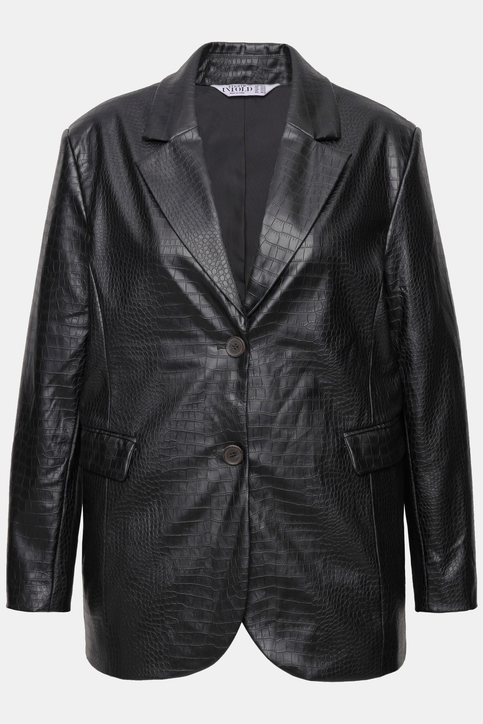 Studio Untold  Blazer coupe Wide Shape, simili cuir aspect croco, col à revers 