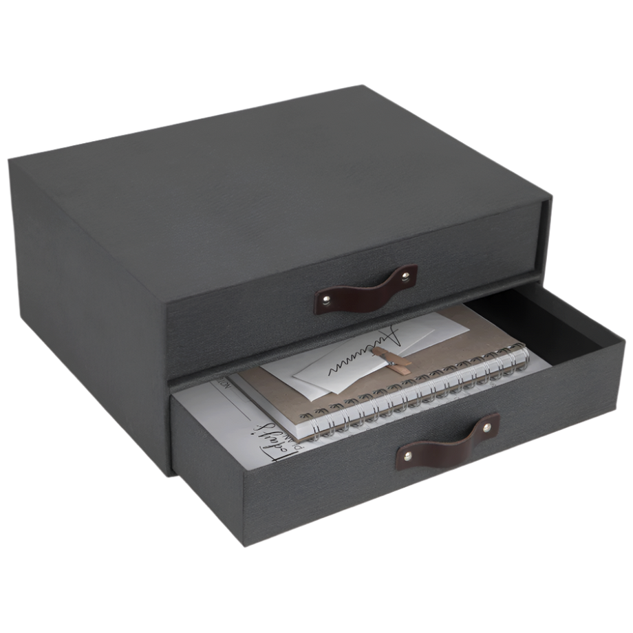 Bigso Box of Sweden BIRGER Schubladenbox 2 Fächer   Schwarz Canvas  