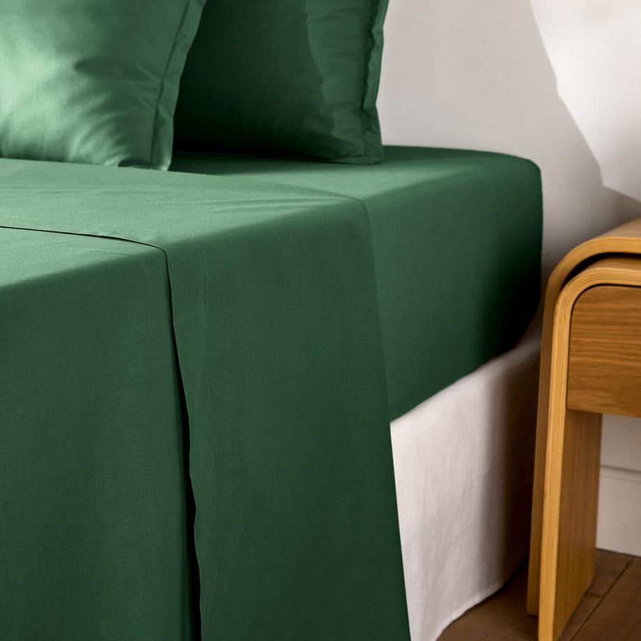 Drap plat uni en percale de coton