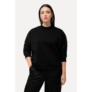 Ulla Popken  Sweatshirt, Popeline-Einsatz, Rundhals, Fledermaus-Langarm 