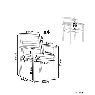 Beliani Set di 4 sedie da giardino con cuscini en Alluminio Moderno CAVOLI  
