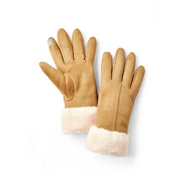 Gants tactiles fourrés toucher peau de pêche.