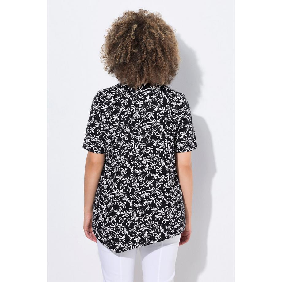 Ulla Popken T-Shirt Stampa Fiocco Linea ad A Girocollo Mezze Maniche  