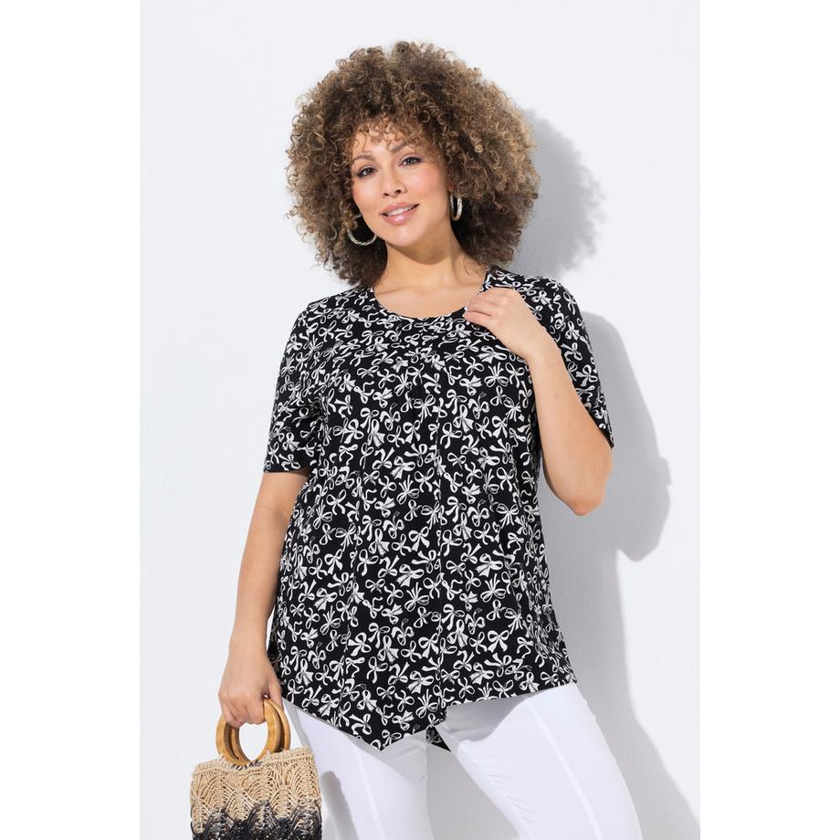 Ulla Popken T-Shirt Stampa Fiocco Linea ad A Girocollo Mezze Maniche  