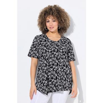 T-shirt dal taglio svasato con nervature, fiocco, scollo a girocollo e mezze maniche