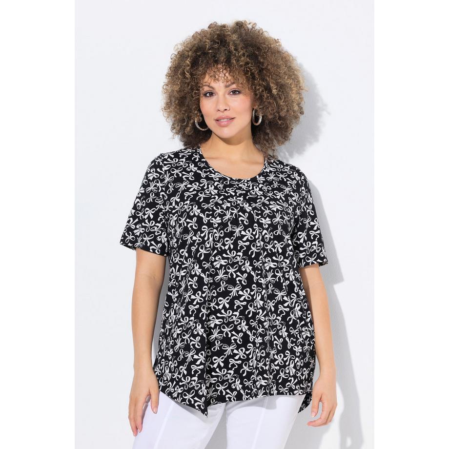 Ulla Popken T-Shirt Stampa Fiocco Linea ad A Girocollo Mezze Maniche  