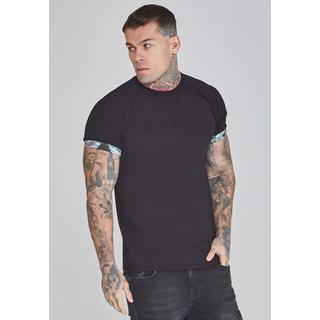 Sik Silk  T-Shirt Roll Sleeve T-Shirt in Black 