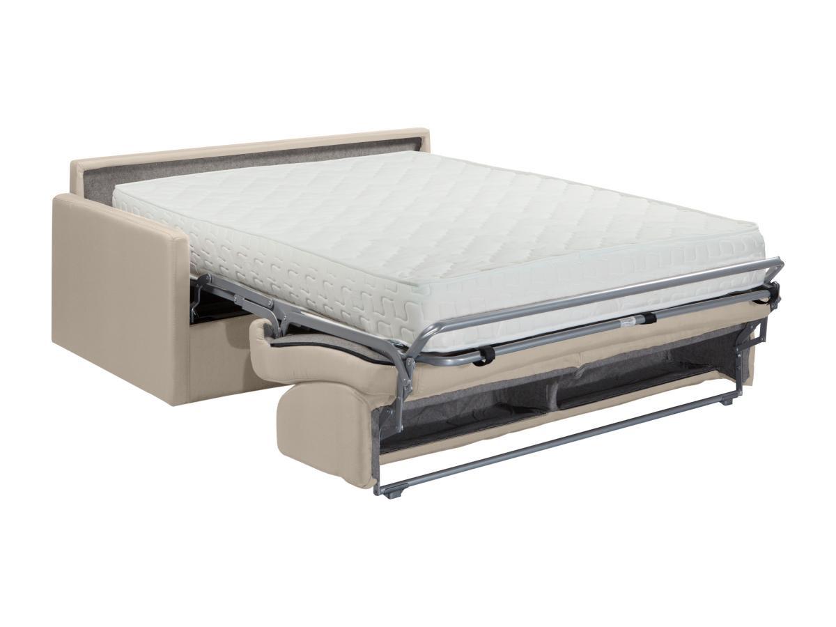 Vente-unique Canapé 4 places conible express en tissu CALIFE Crème CouchageMatelas  