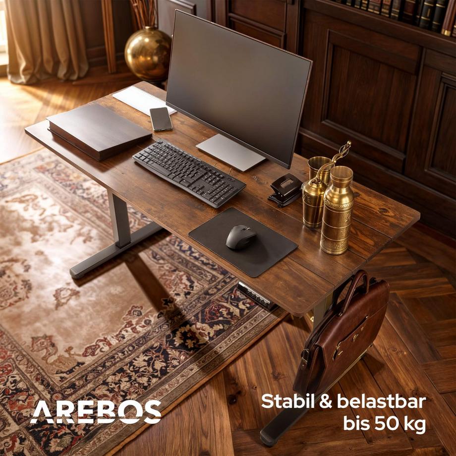 Arebos Scrivania elettrica regolabile in altezza 120 x 60 cm con funzione di memoria  