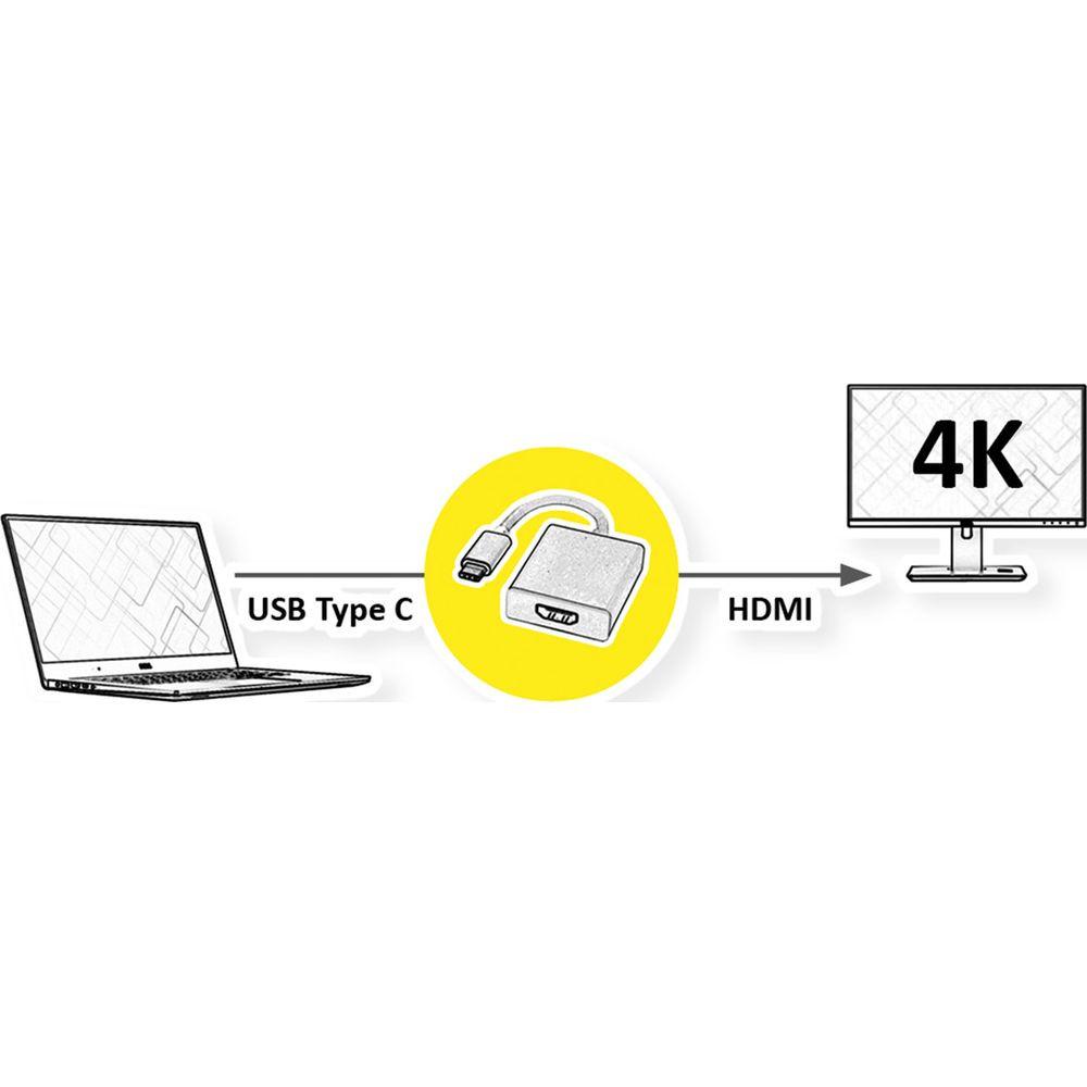 Roline  ROLINE 12.03.3210 cavo e adattatore video 0,1 m USB tipo-C HDMI Argento 