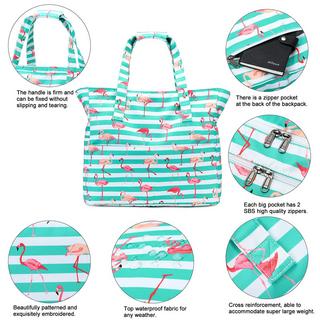 Only-bags.store Große Flamingo Gestreifte Strandtasche mit Reißverschluss  