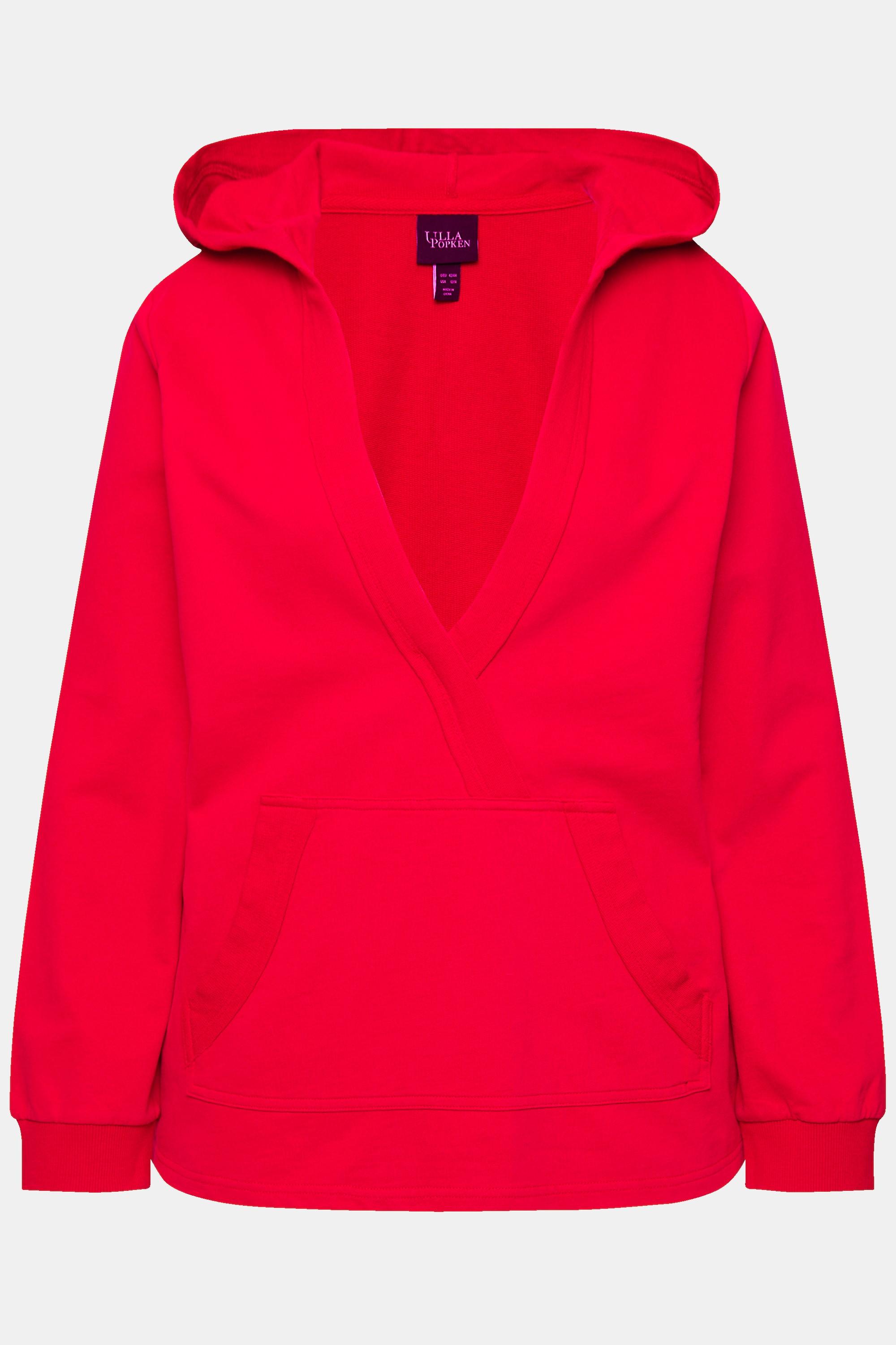 Ulla Popken  Hoodie, Kapuze, V-Ausschnitt, Langarm 