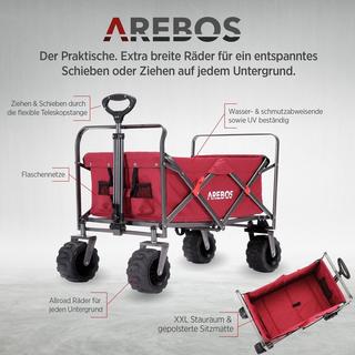 Arebos  Bollerwagen | Handwagen | Transportkarre | bis 100 kg | Klappbar 