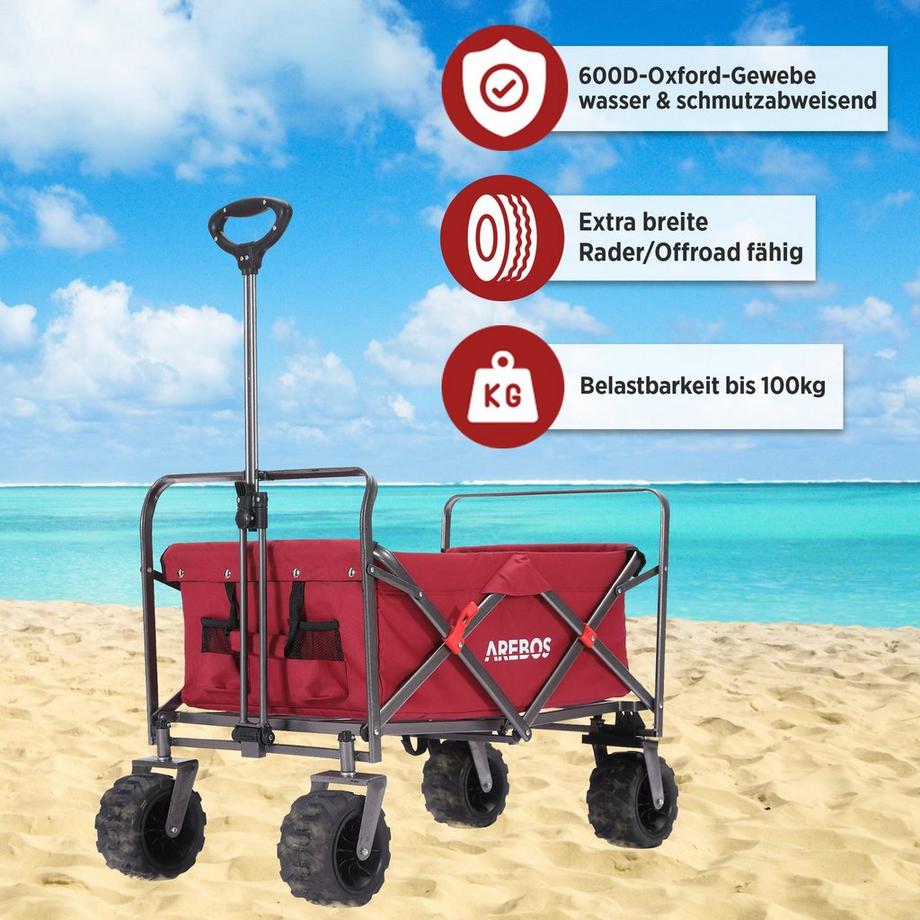 Arebos  Charrette à bras | Chariot de transport | jusqu'à 100 kg | Pliable 