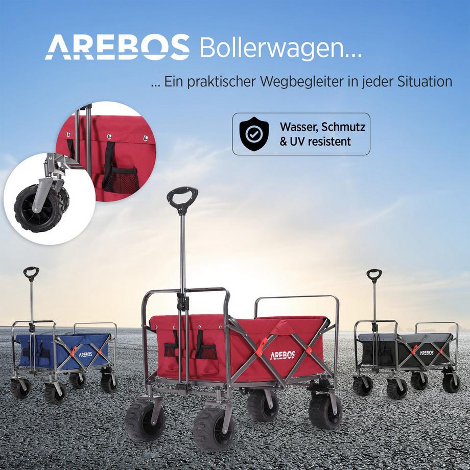 Arebos  Charrette à bras | Chariot de transport | jusqu'à 100 kg | Pliable 