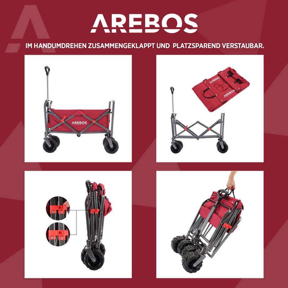 Arebos  Charrette à bras | Chariot de transport | jusqu'à 100 kg | Pliable 
