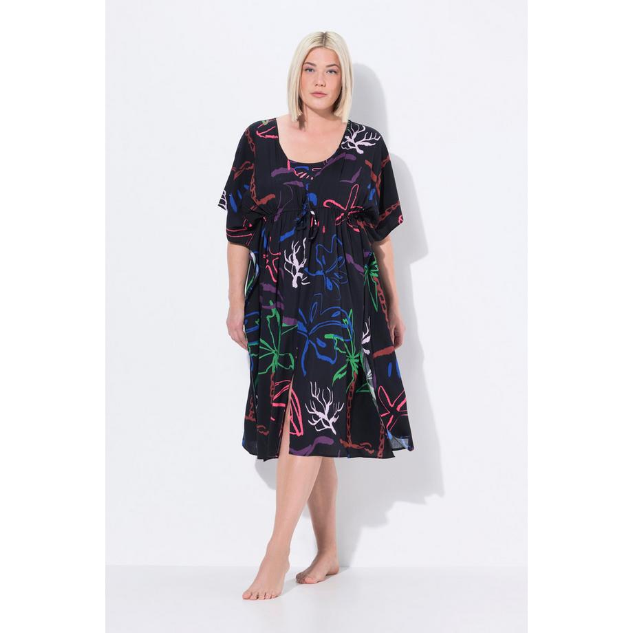 Ulla Popken Kaftan Strandmuster V-Ausschnitt Halbarm  