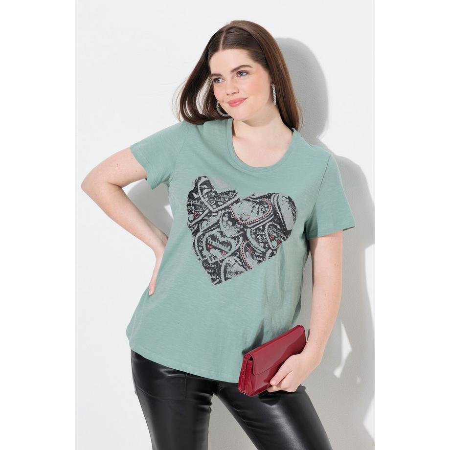 Ulla Popken T-Shirt Classic Motivo Tradizionale Girocollo Maniche Corte  