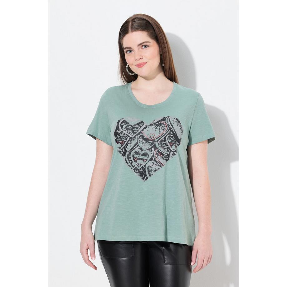 Ulla Popken T-Shirt Classic Motivo Tradizionale Girocollo Maniche Corte  