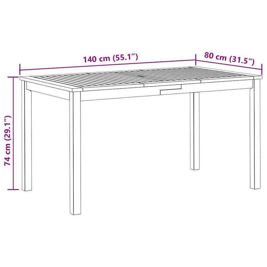VidaXL Table de jardin bois d'acacia  