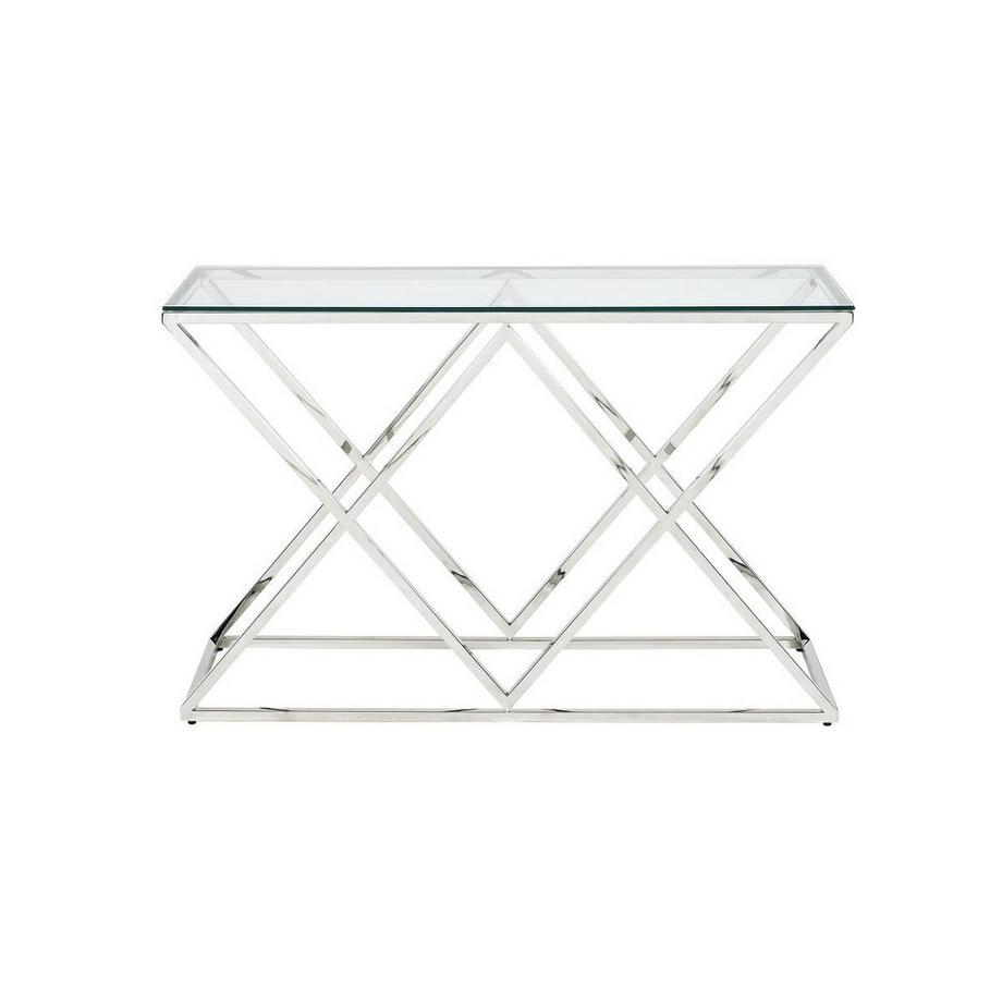 Vente-unique Console CHARLOTTE Verre trempé acier Chromé  