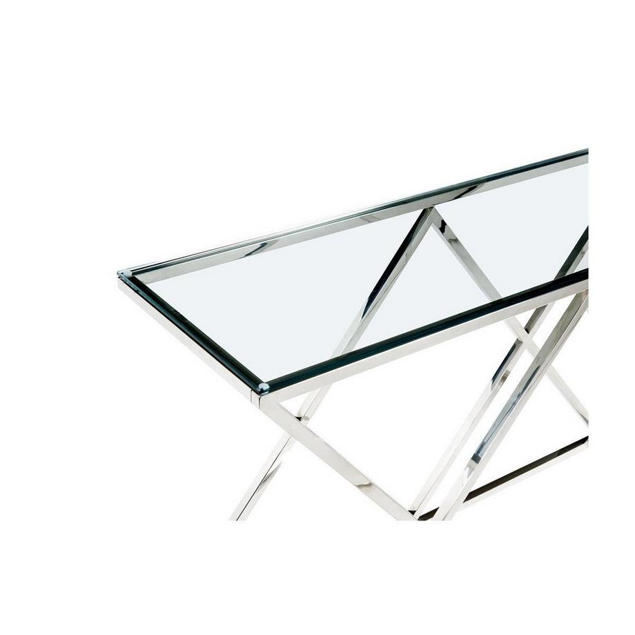 Vente-unique Console CHARLOTTE Verre trempé acier Chromé  