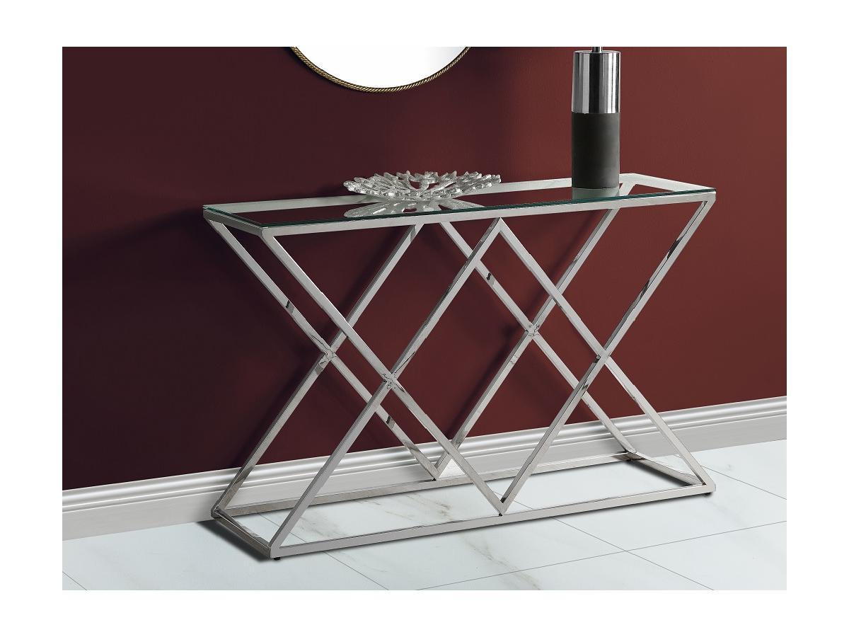 Vente-unique Wandkonsole Glas Stahl Chromfarben CHARLOTTE  