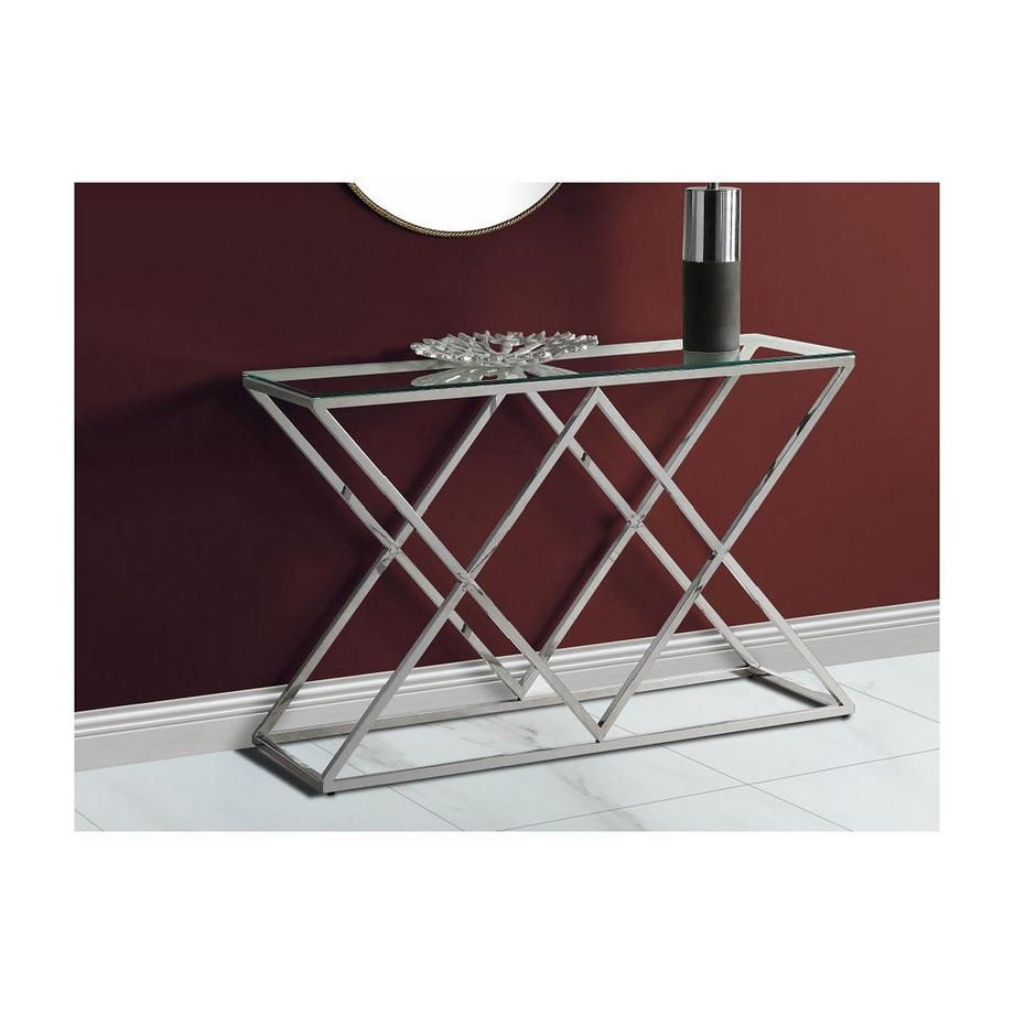 Vente-unique Console CHARLOTTE Verre trempé acier Chromé  