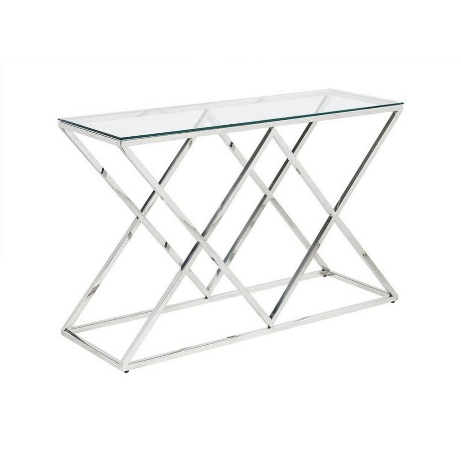 Vente-unique Console CHARLOTTE Verre trempé acier Chromé  