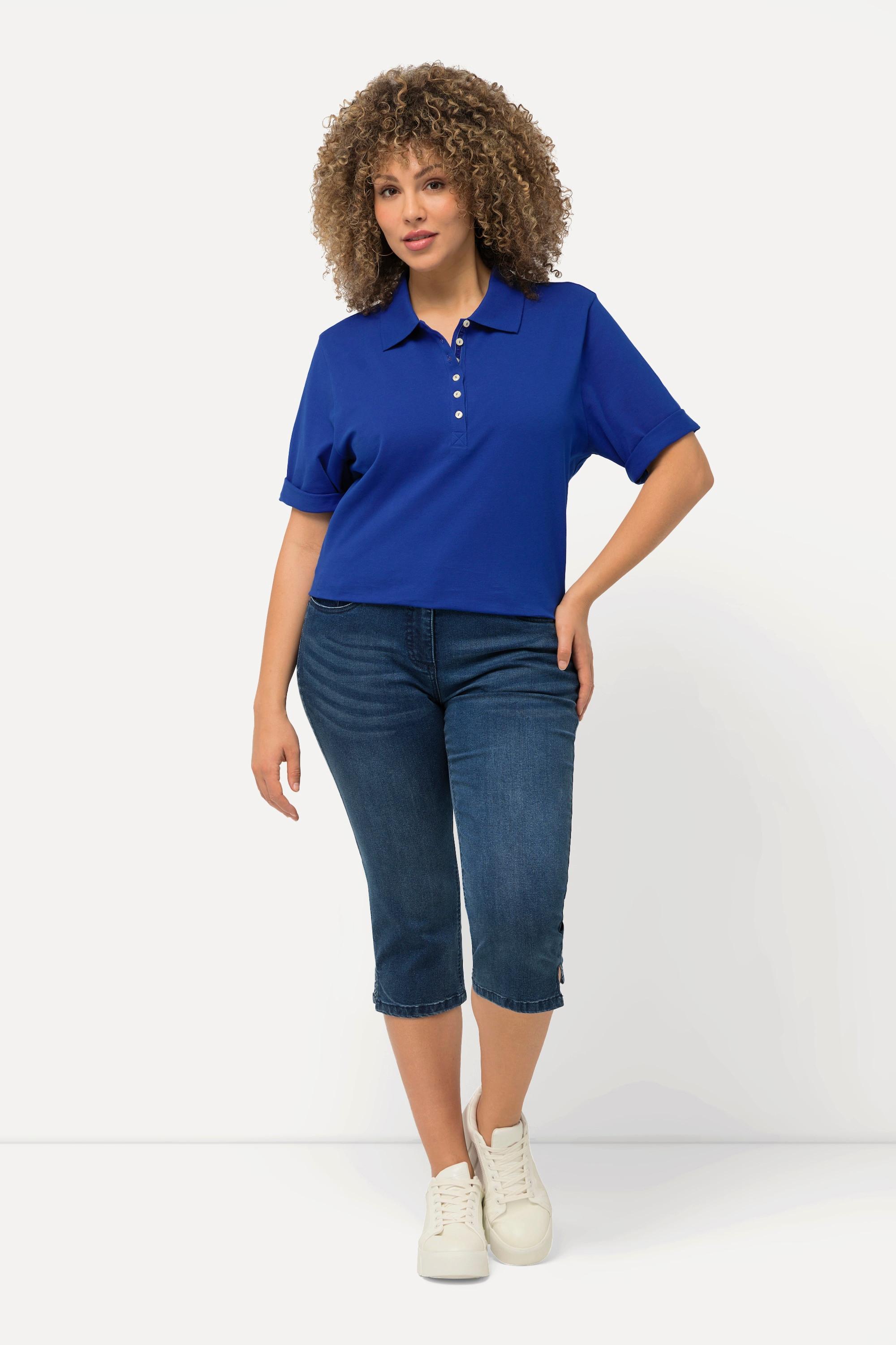 Ulla Popken  Capri Jeans Sarah, schmale 5-Pocket-Form, Saumschlitz 