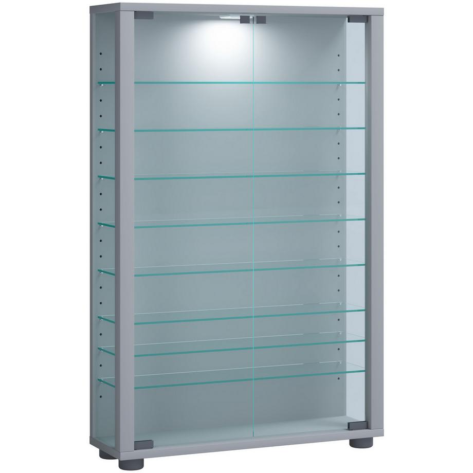 VCM Glasvitrine stehend | Vitrine Glas mit ESG-Sicherheitsglas | Maße ca. H. 90 x B. 59 x T. 18 cm | Standvitrine Glas | Modern und platzsparend | Glas  