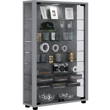 Glasvitrine stehend | Vitrine Glas mit ESG-Sicherheitsglas | Maße ca. H. 90 x B. 59 x T. 18 cm | Standvitrine Glas | Modern und platzsparend | Glas