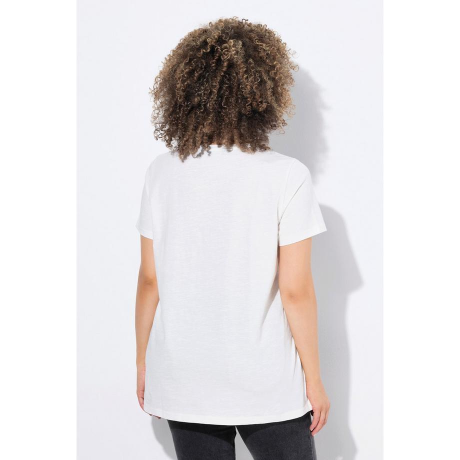 Ulla Popken Blüten A-Linie Rundhals Halbarm T-Shirt  