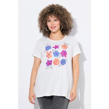 T-shirt dal taglio svasato con design floreale, scollo a girocollo e mezze maniche