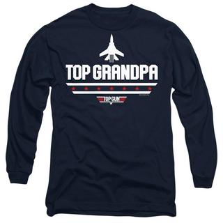 Top Gun Top Grandpa T-Shirt Stampata Maniche Lunghe  