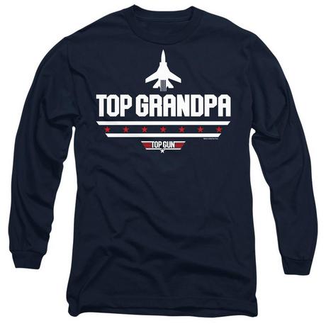 Top Gun Top Grandpa T-Shirt Stampata Maniche Lunghe  