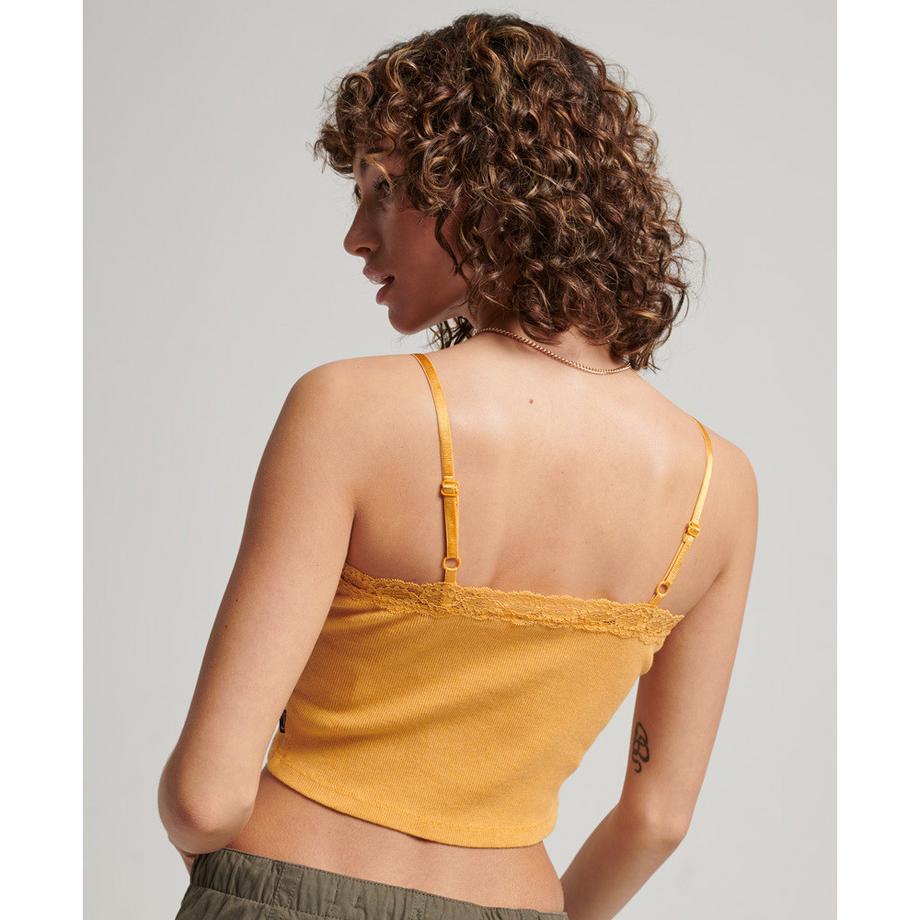 Superdry Débardeur Côtelé Liseré Dentelle  