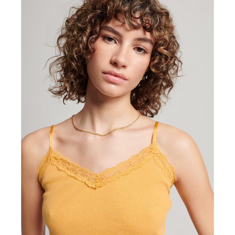Superdry Débardeur Côtelé Liseré Dentelle  