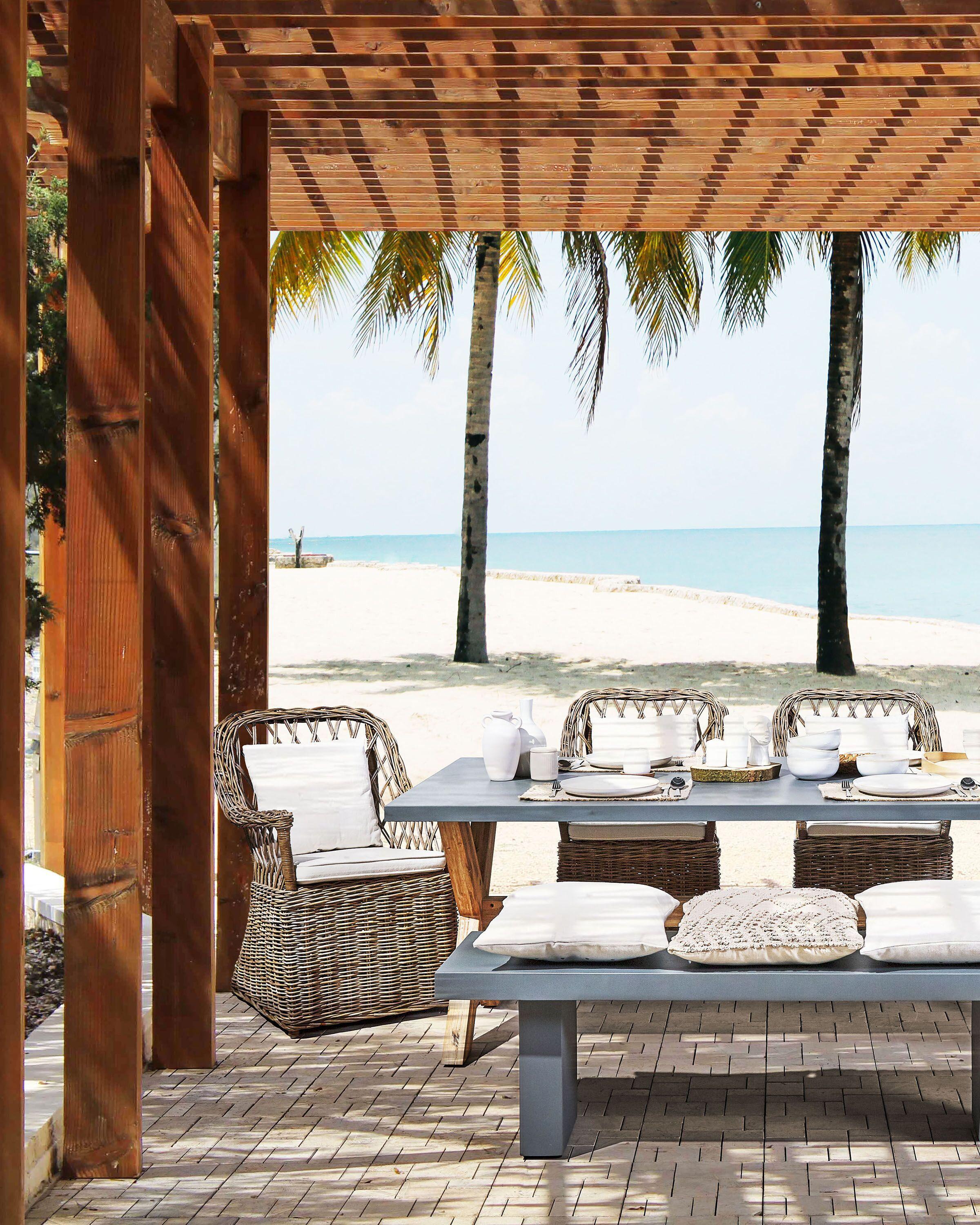 Beliani Set di 2 poltrone da giardino con cuscini en Rattan Classico MAROS  